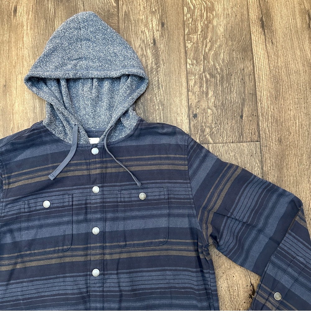 KATIN Hooded Flannel Shirt Jacket 100% Shacket Men’s Size M Blue